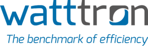 Logo watttron-The benchmark of efficiency_blau grau